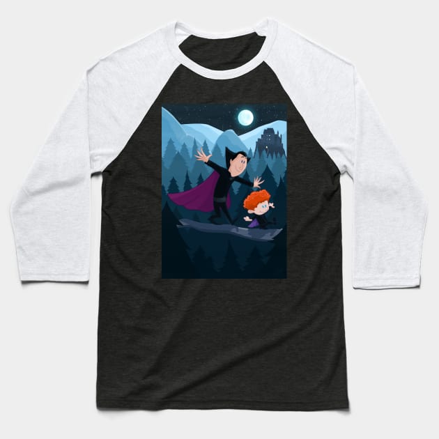 Dennis & Dracula Baseball T-Shirt by ChrisHarrys